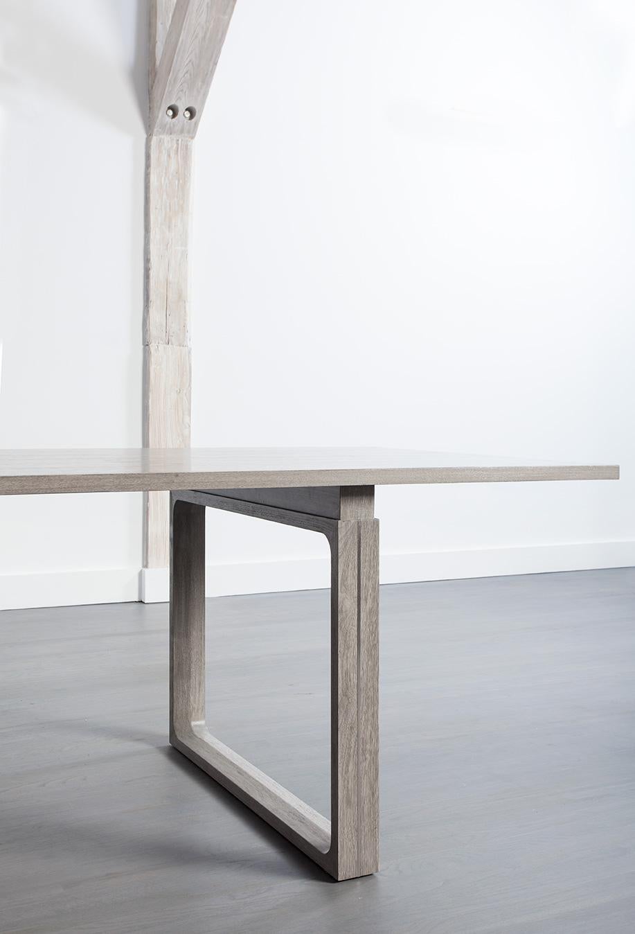 Hand-Crafted Modern Dove Grey Walnut Dining Table  For Sale