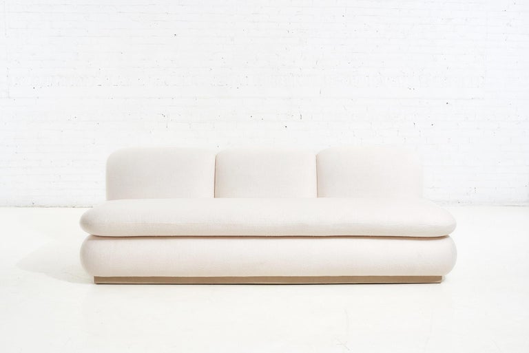 Contemporary Modern Drama White Boucle Pouf Sofa For Sale