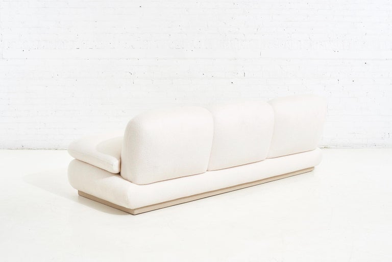 Modern Drama White Boucle Pouf Sofa For Sale 2