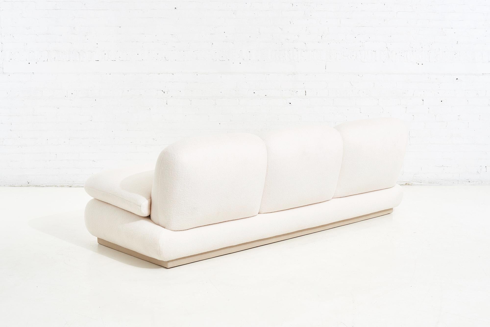 Modern Drama White Bouclé Pouf Sofa For Sale 2