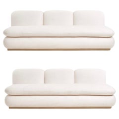 Modern Drama White Boucle Pouf Sofa