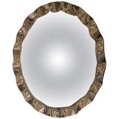 Modern, Dramatic Ruffle Edge Convex with Elliptical Mirror