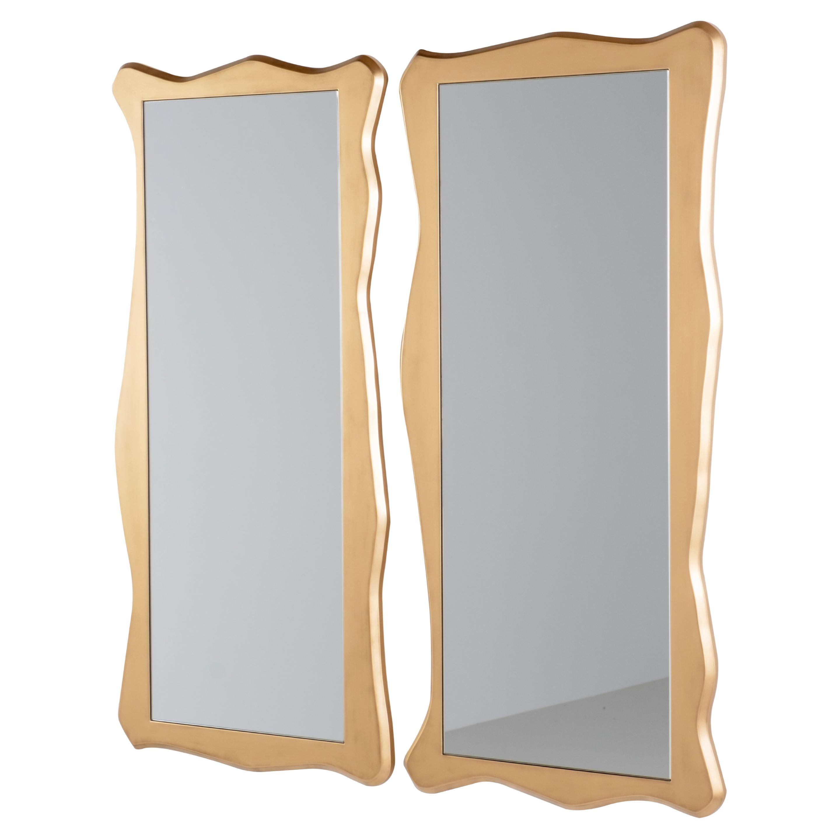 Portuguese Modern Drancy Wall Mirror Set of 2, Gold Lacquered, Handmade Portugal Greenapple For Sale