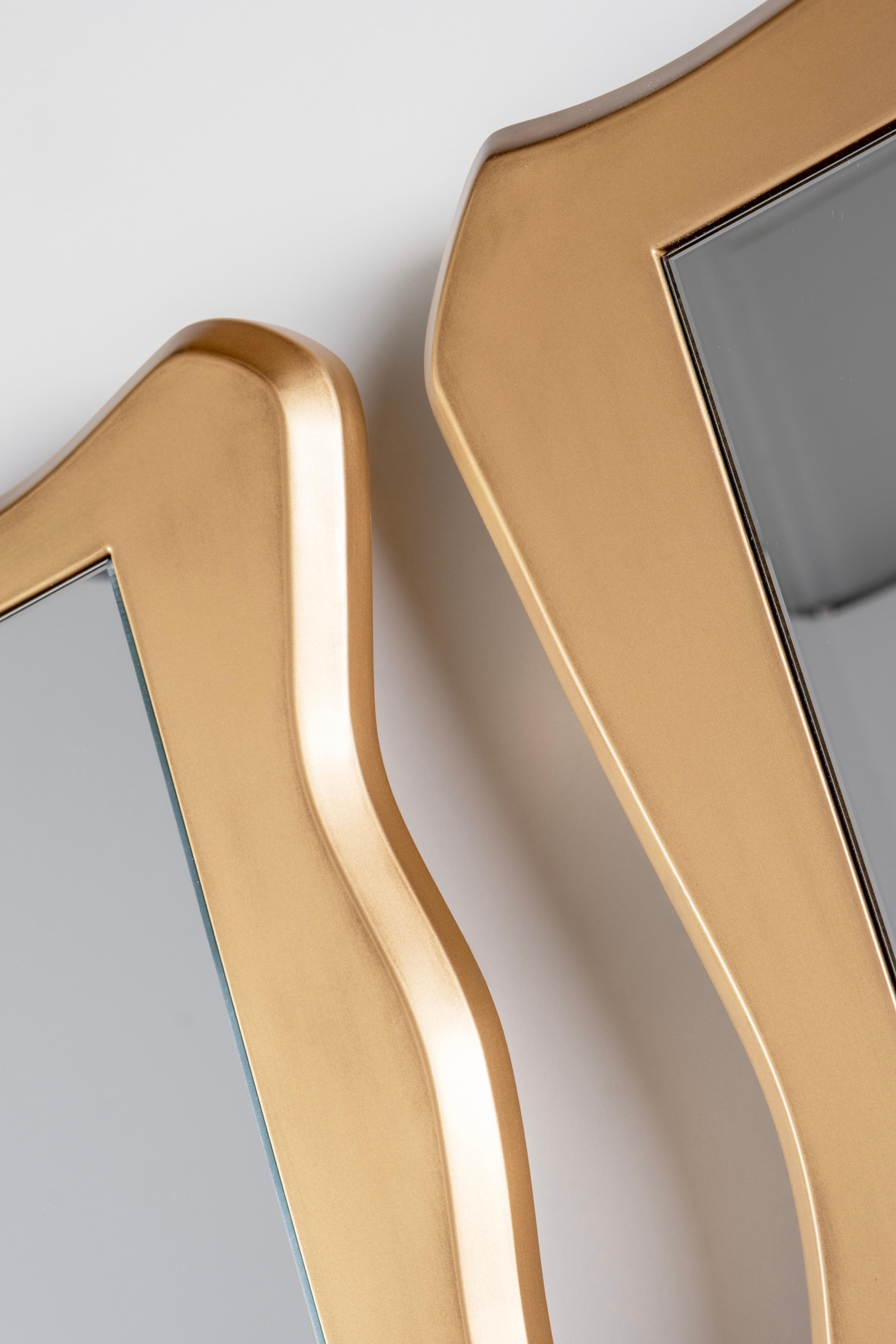Hand-Crafted Modern Drancy Wall Mirror Set of 2, Gold Lacquered, Handmade Portugal Greenapple For Sale