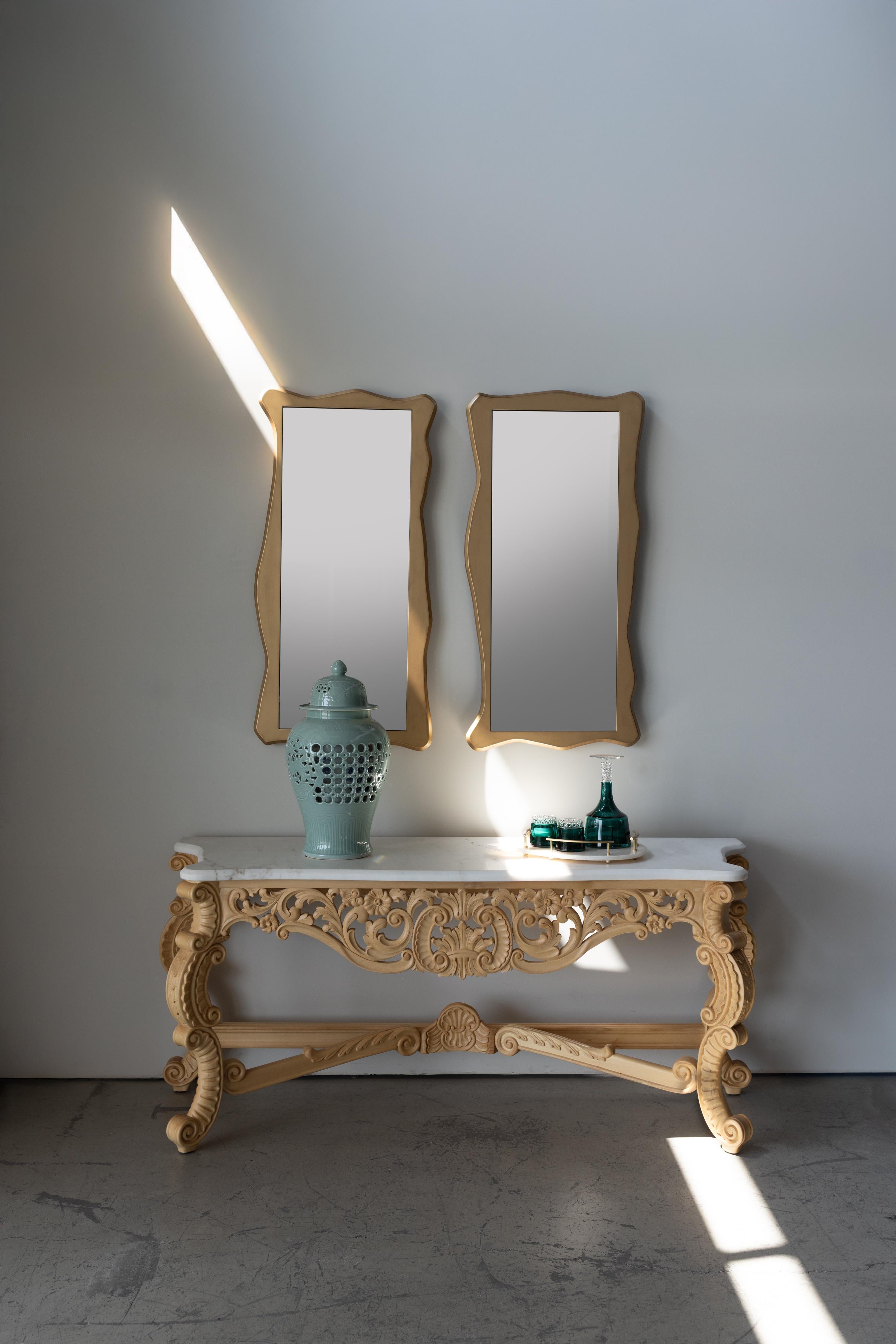 Fatto a mano Modern Drancy Wall Mirror Set of 2, Gold Lacquered, Handmade Portugal Greenapple in vendita