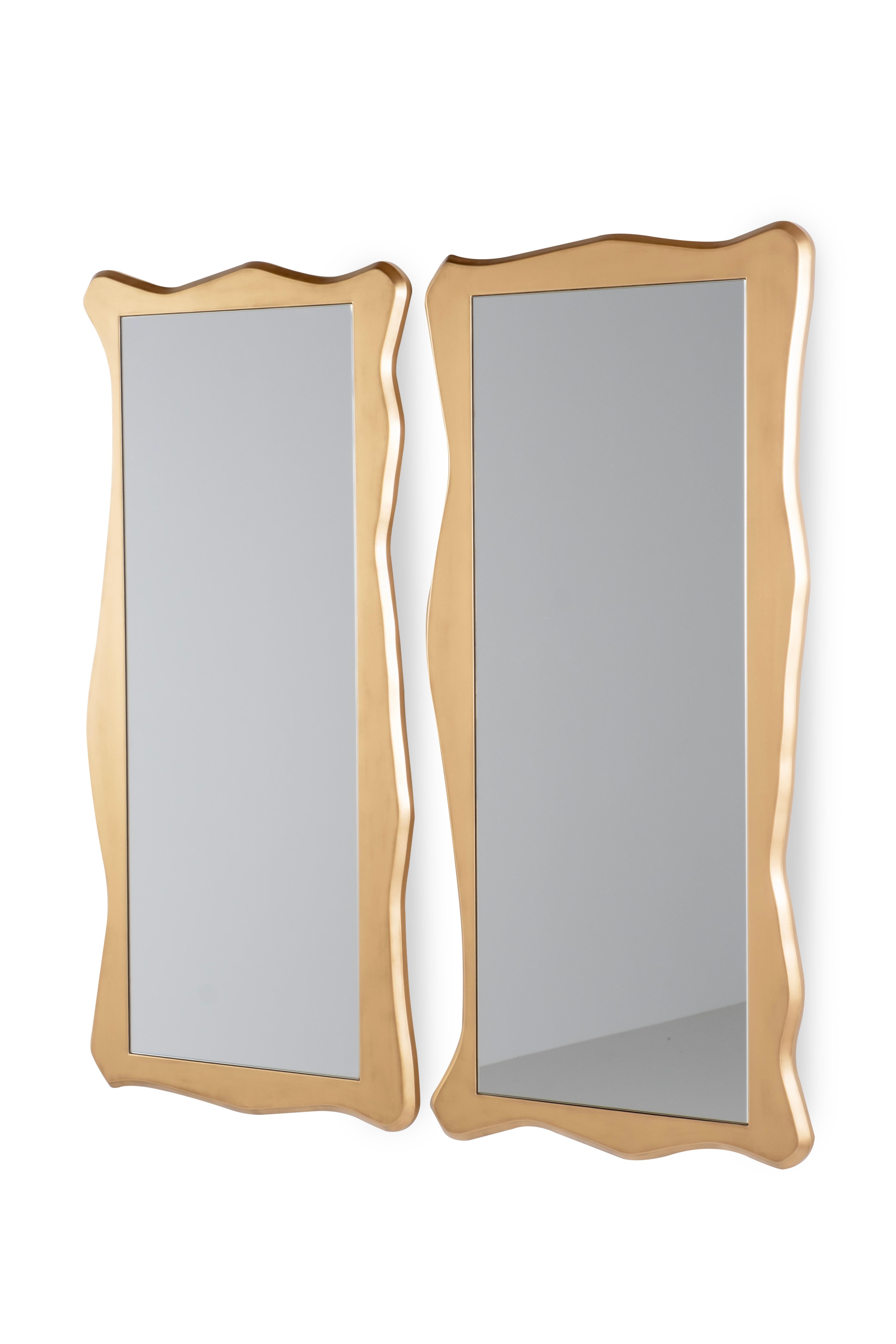 Modern Drancy Wall Mirror Set of 2, Gold Lacquered, Handmade Portugal Greenapple For Sale 2