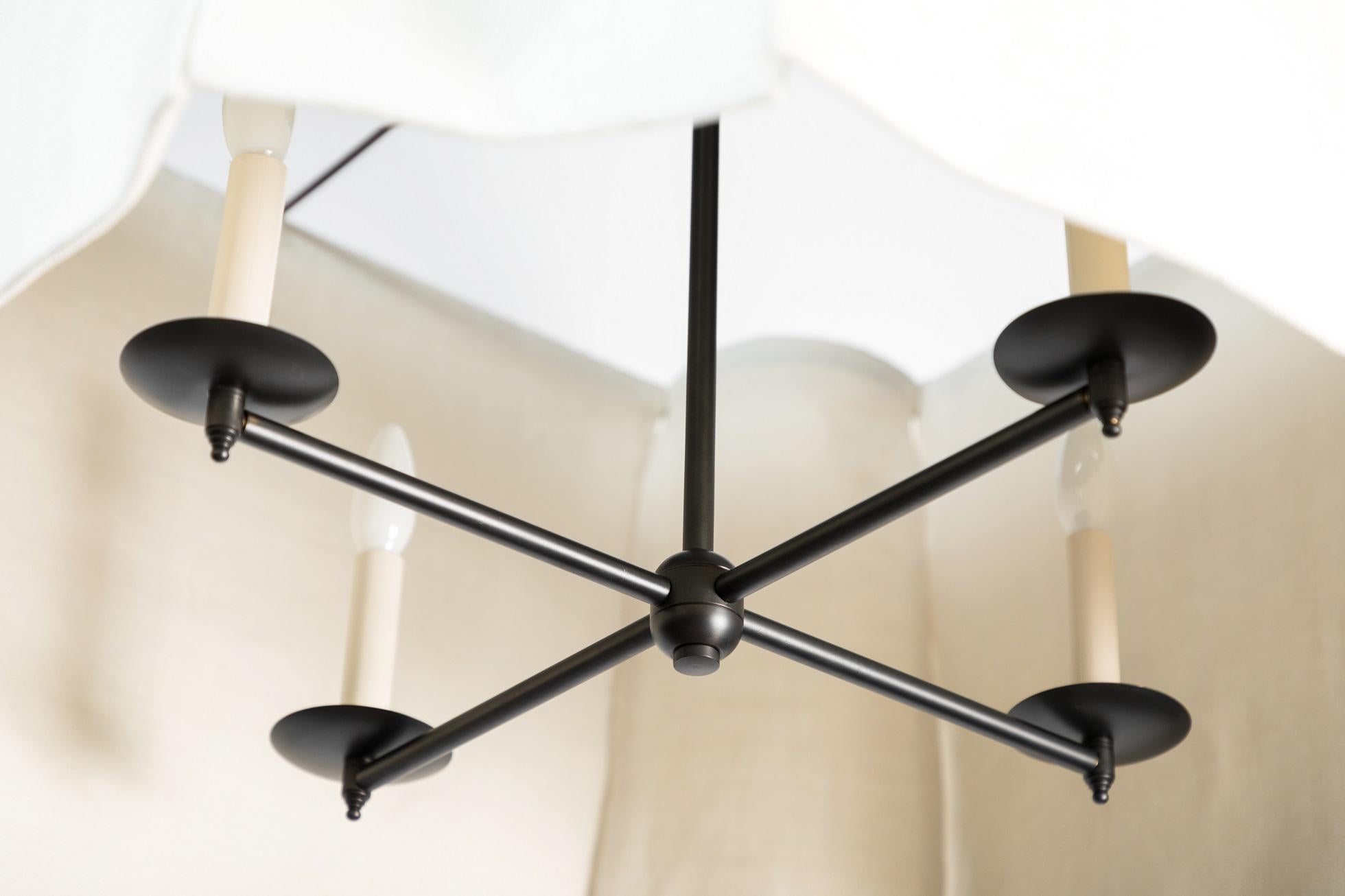 American Modern Draped Chandelier by Paul Marra in Linen For Sale