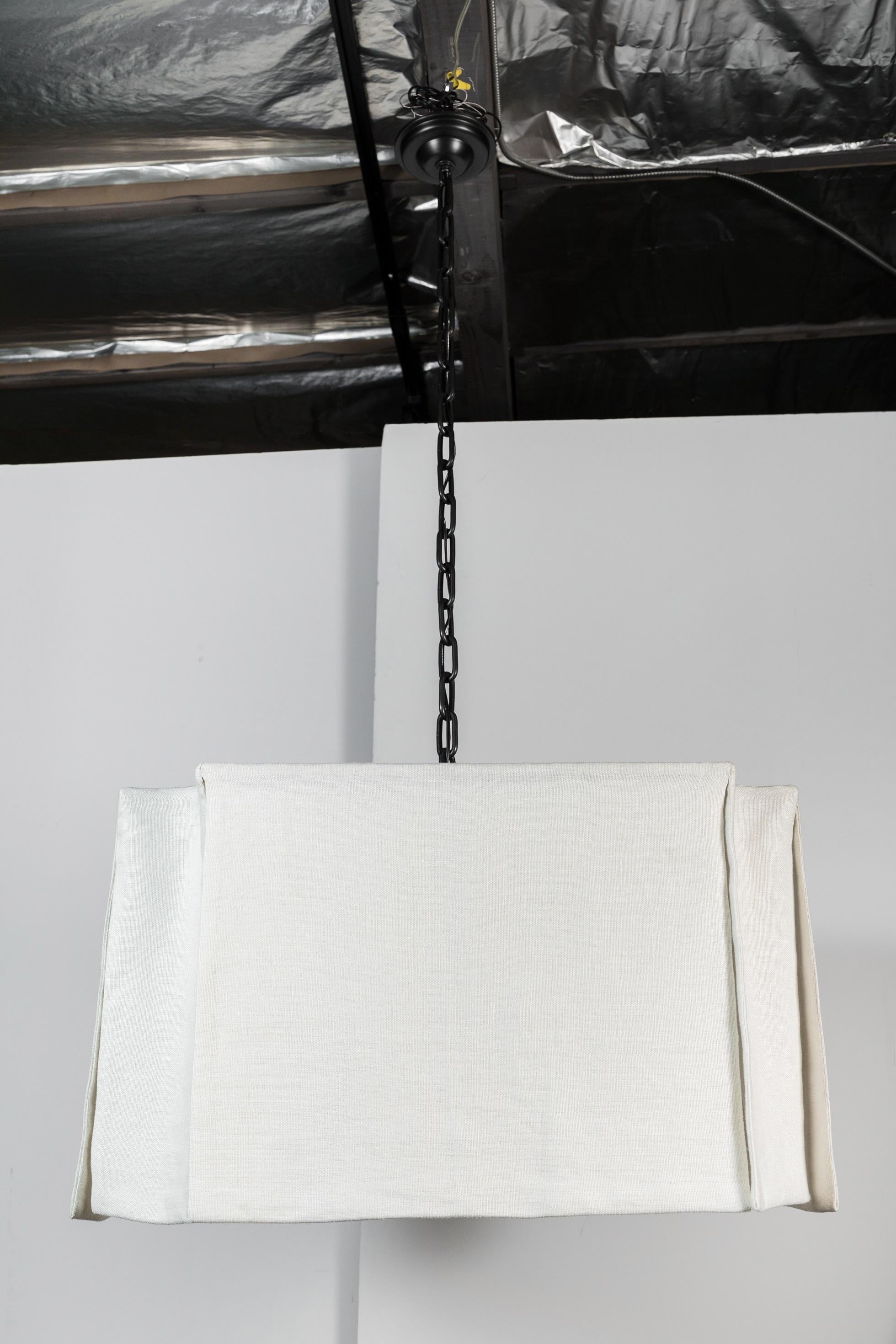 Modern Draped Chandelier by Paul Marra in Linen In New Condition For Sale In Los Angeles, CA