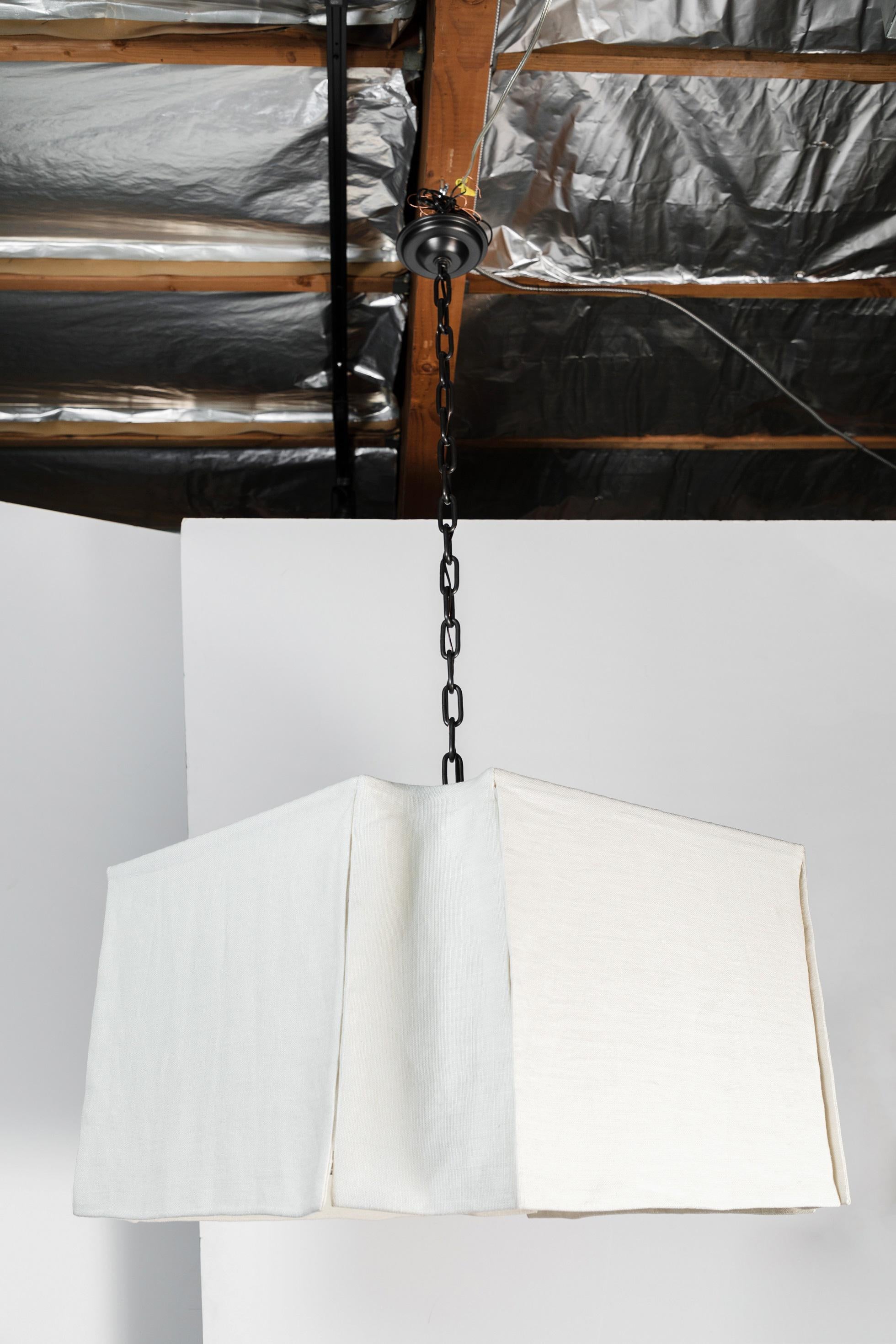 Contemporary Modern Draped Chandelier by Paul Marra in Linen For Sale