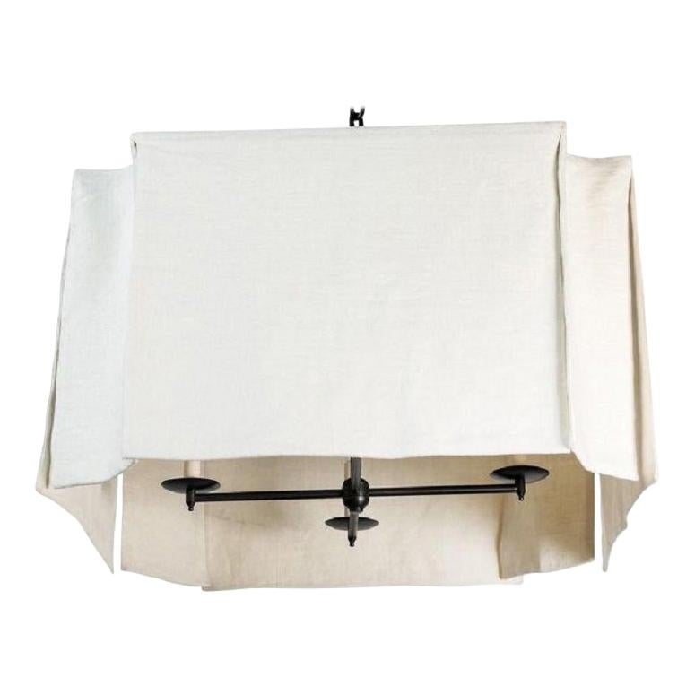 Modern Draped Chandelier by Paul Marra in Linen For Sale