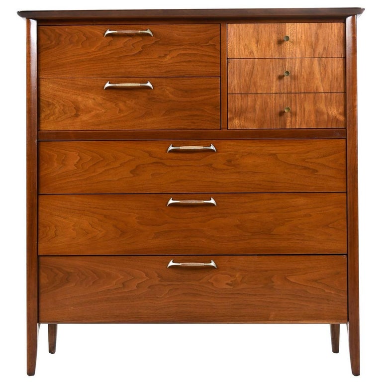 MidCentury Modern Walnut Drexel Highboy Dresser Restored For Sale at 1stdibs