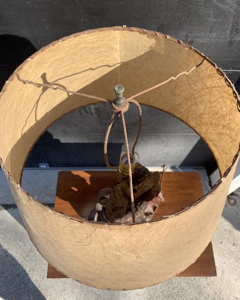 Modern Driftwood Lamp With Fiberglass Shade In Good Condition For Sale In Saddle River, NJ