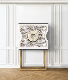 Modern drinks cabinet with a special black mother-of-pearl resin finish
