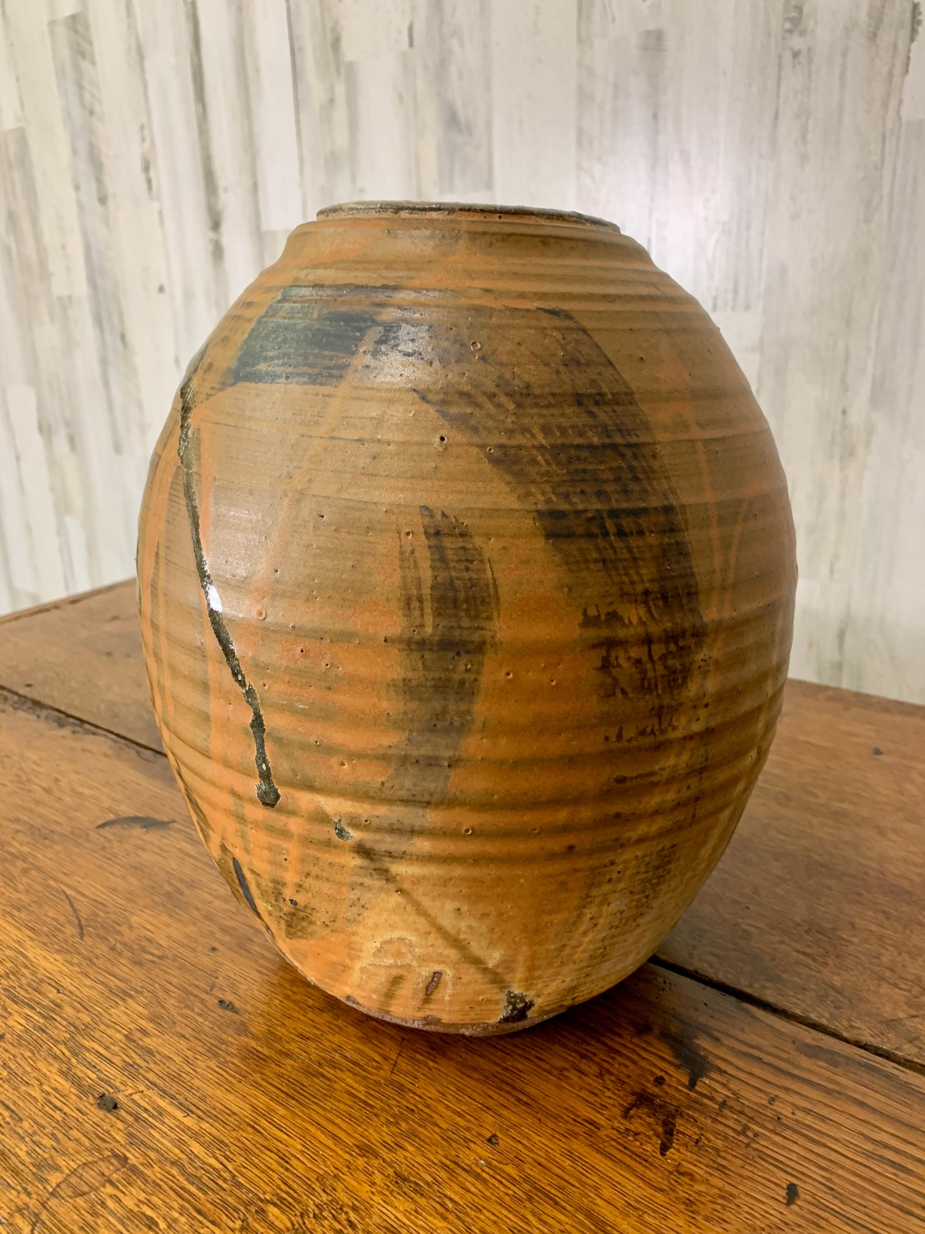 Modern Drip Glaze Vase In Good Condition For Sale In Denton, TX