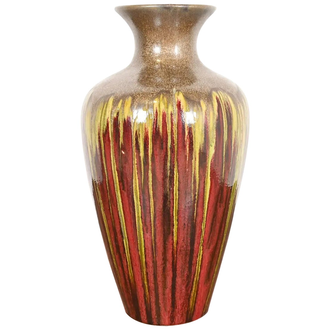 Modern Drip Glazed Large Ceramic Urn Form Vase For Sale