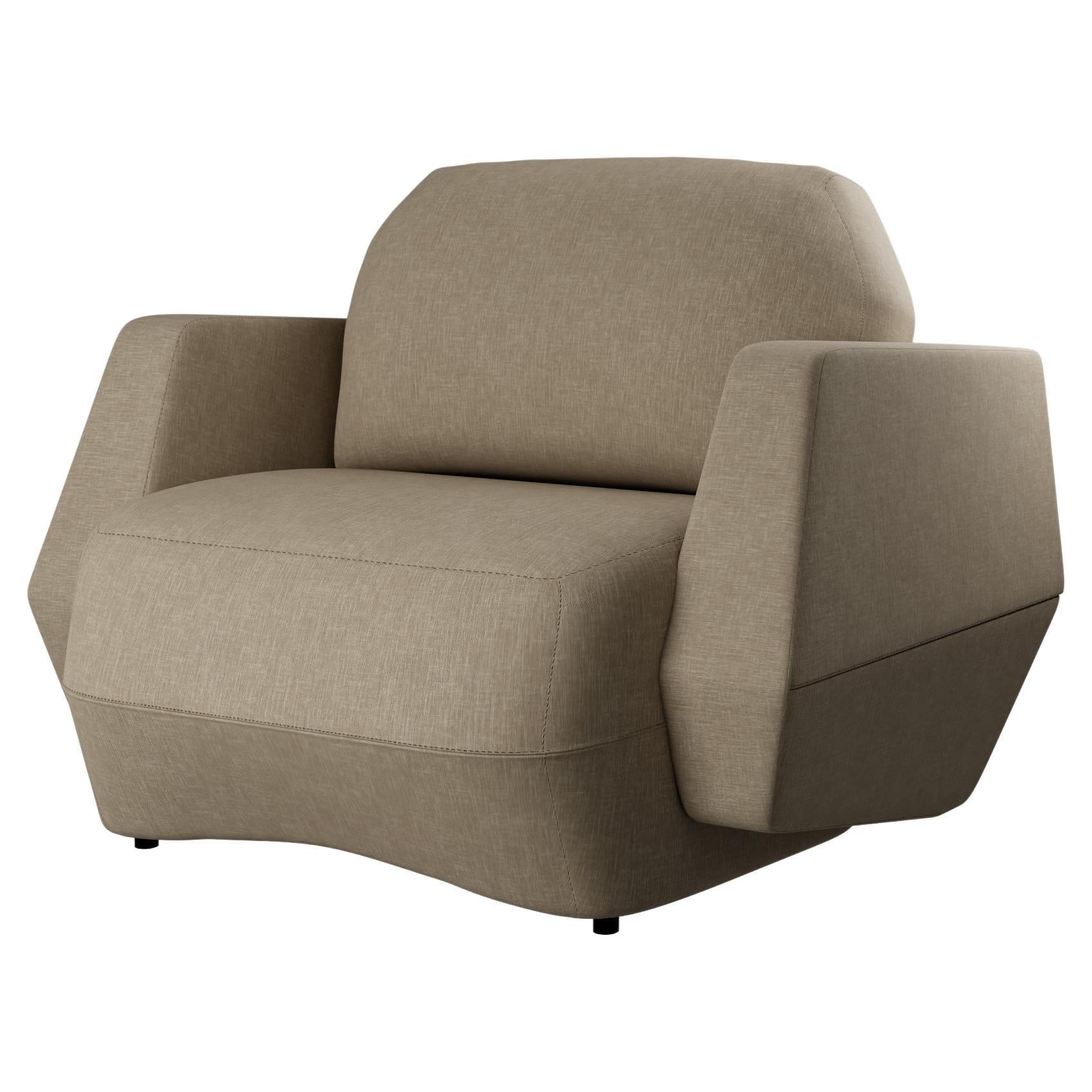 Sillón moderno Dune con tejido liso beige hecho a mano por Murmurio