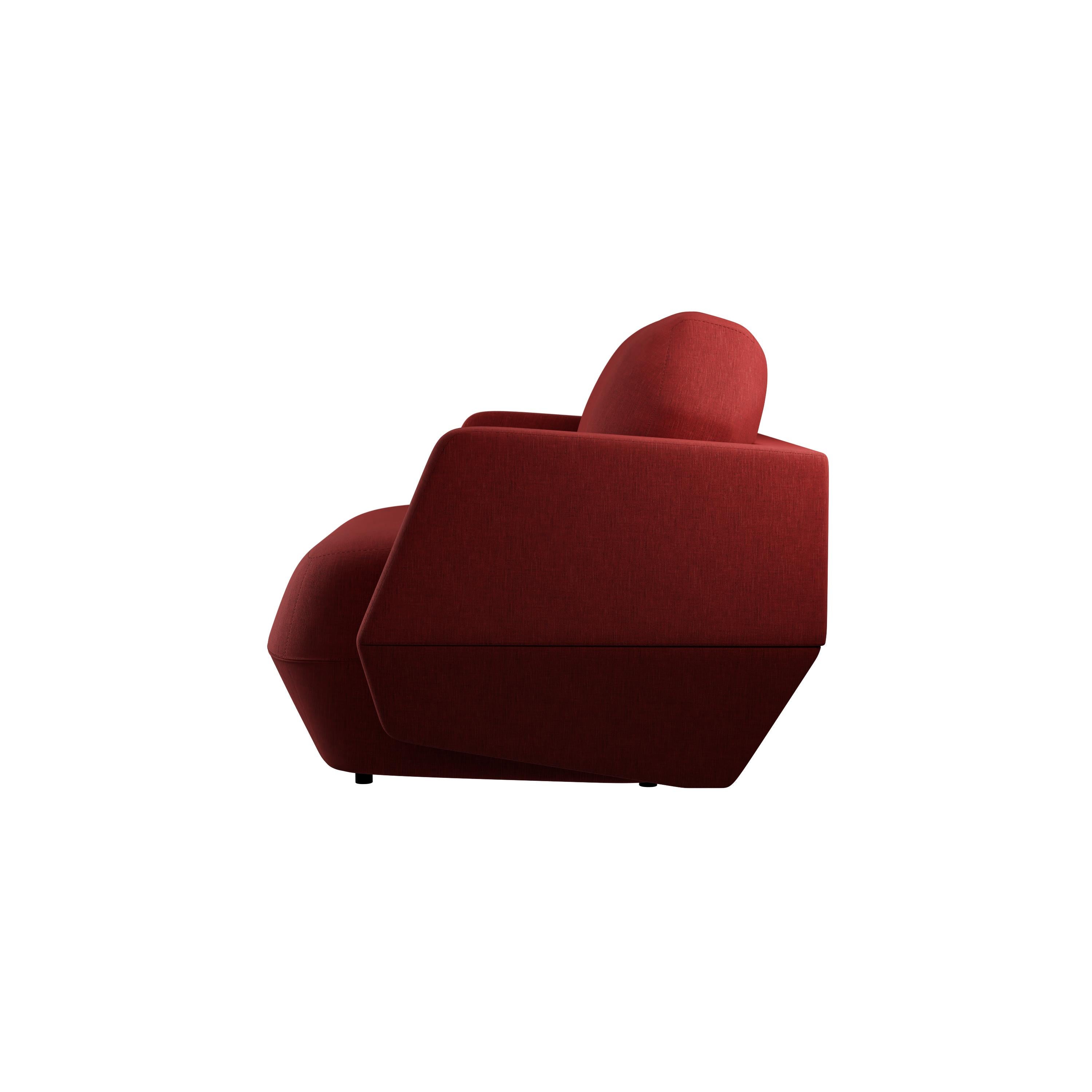 XXIe siècle et contemporain Fauteuil moderne Dune avec tissu uni cerisier fabriqué à la main par Murmurio en vente