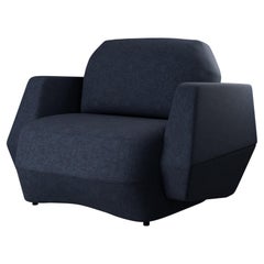 Moderner Dune-Sessel mit einfachem Denim-Stoff, handgefertigt von Murmurio