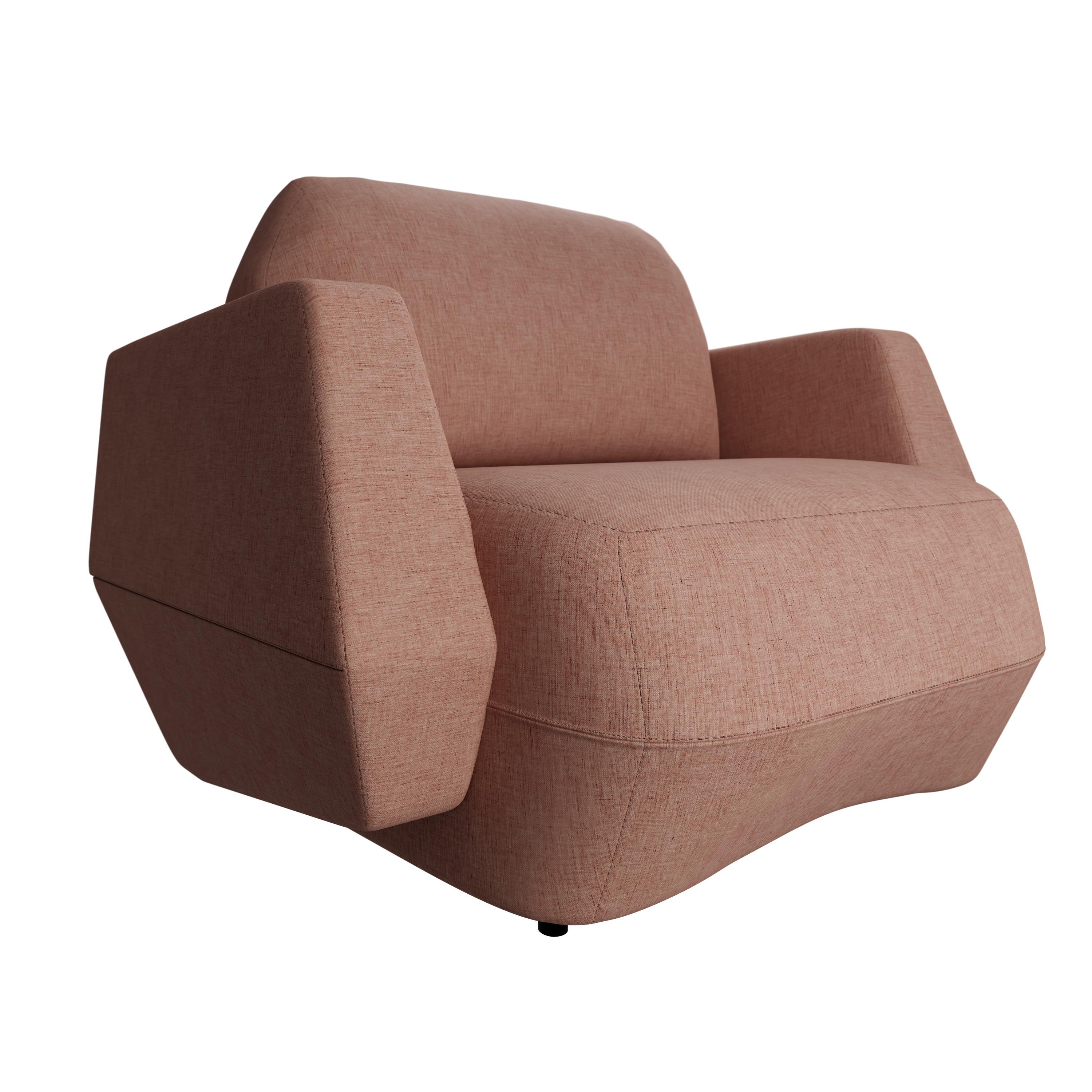 Portuguese Modern Dune Armchair with Nude plain weave handcrafted by Murmurio For Sale