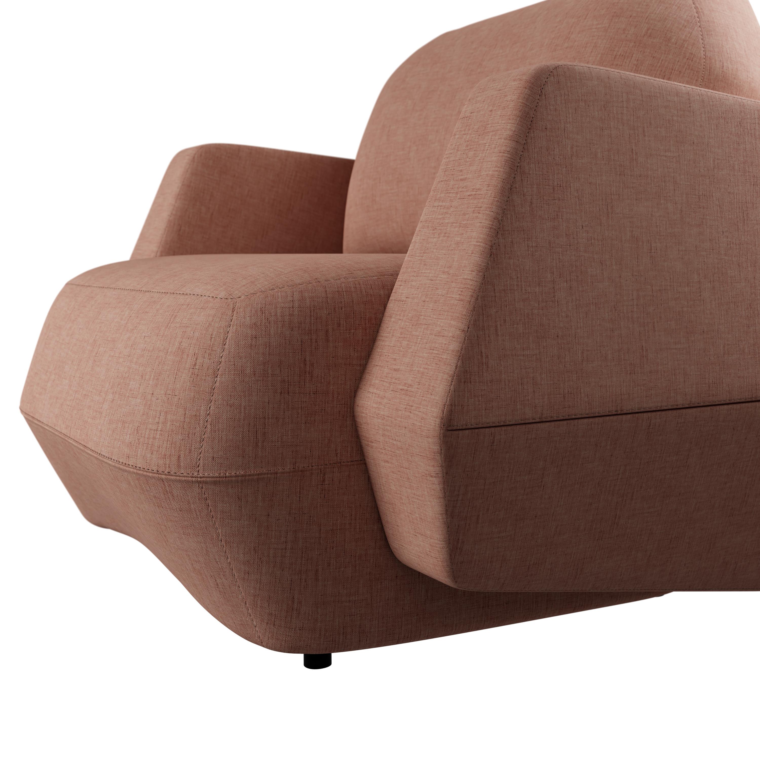 Modern Dune Armchair with Nude plain weave handcrafted by Murmurio In New Condition For Sale In Lordelo, PT
