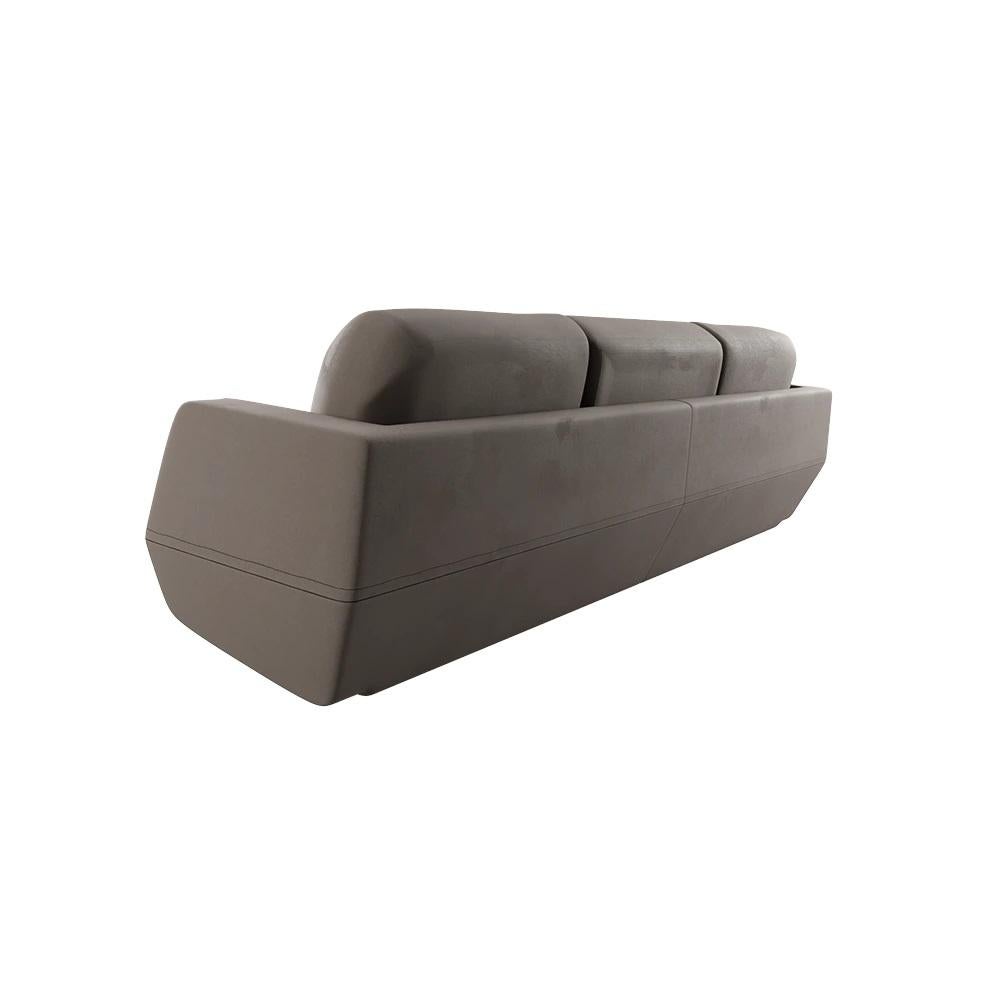 Portuguese Modern Dune Three-seater sofa gray plain weave handcrafted by Murmurio For Sale
