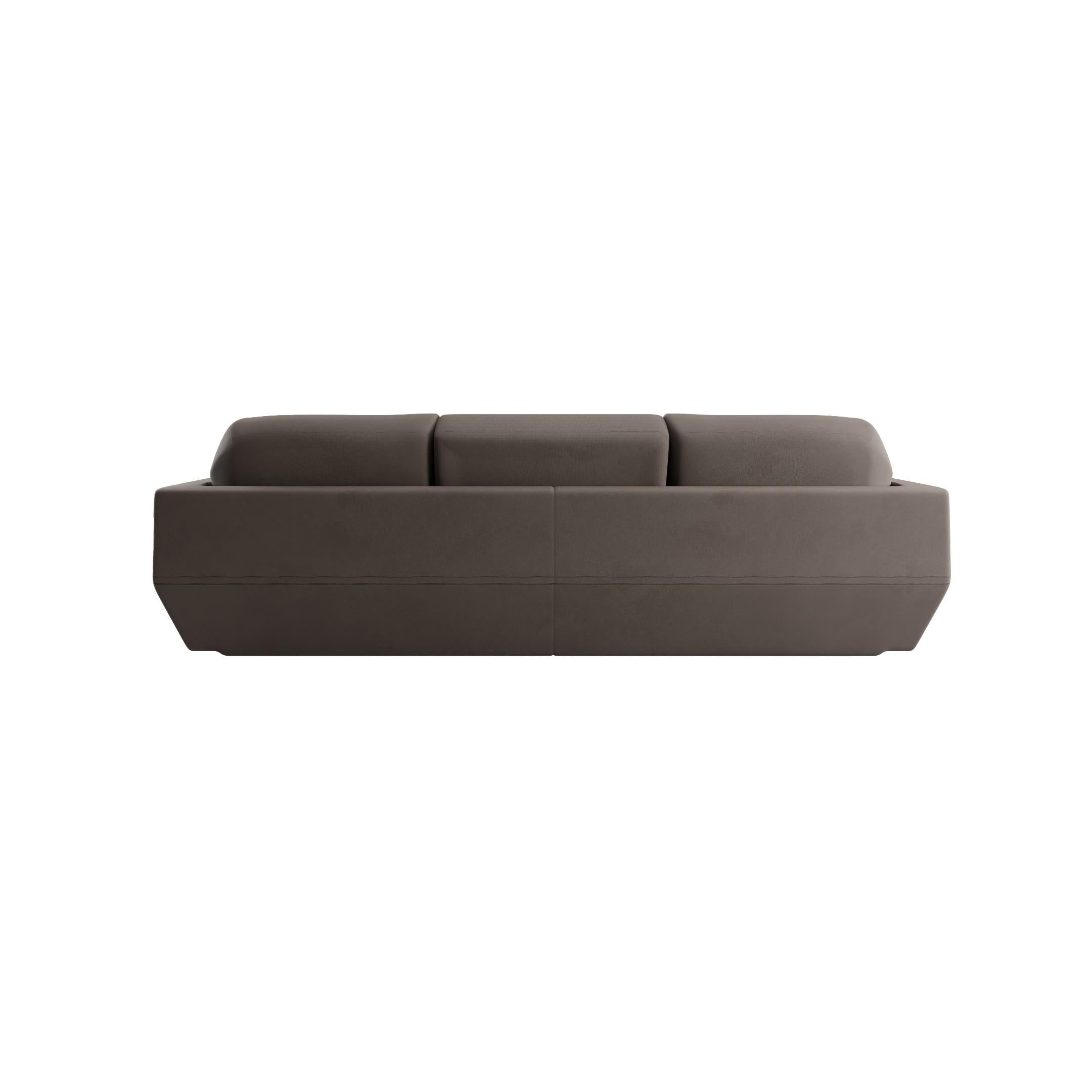 Modern Dune Three-seater sofa gray plain weave handcrafted by Murmurio In New Condition For Sale In Lordelo, PT