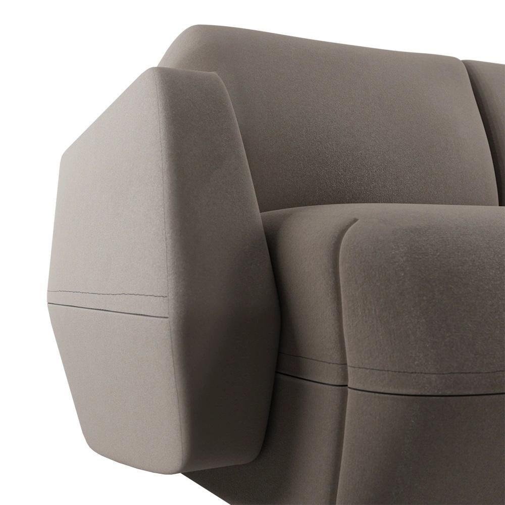 Contemporary Modern Dune Three-seater sofa gray plain weave handcrafted by Murmurio For Sale