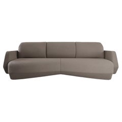 Modern Dune Three-seater sofa gray plain weave handcrafted by Murmurio