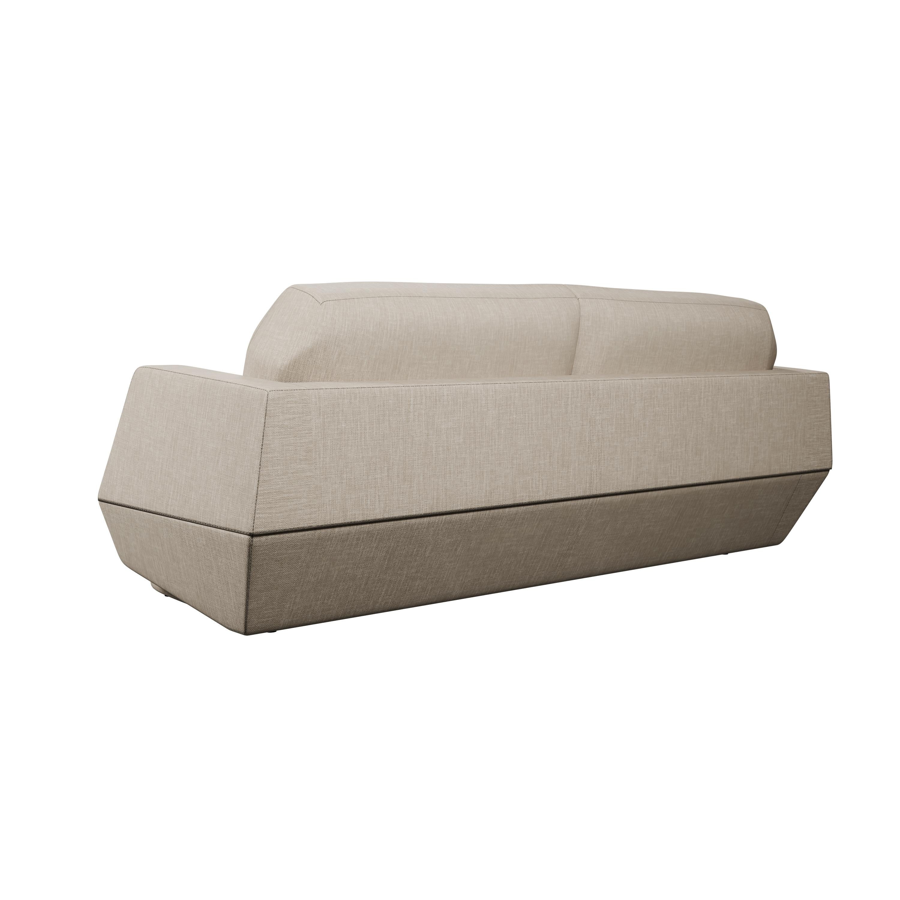 Organic Modern Modern Dune Two-seater sofa Beige plain weave handcrafted by Murmurio For Sale