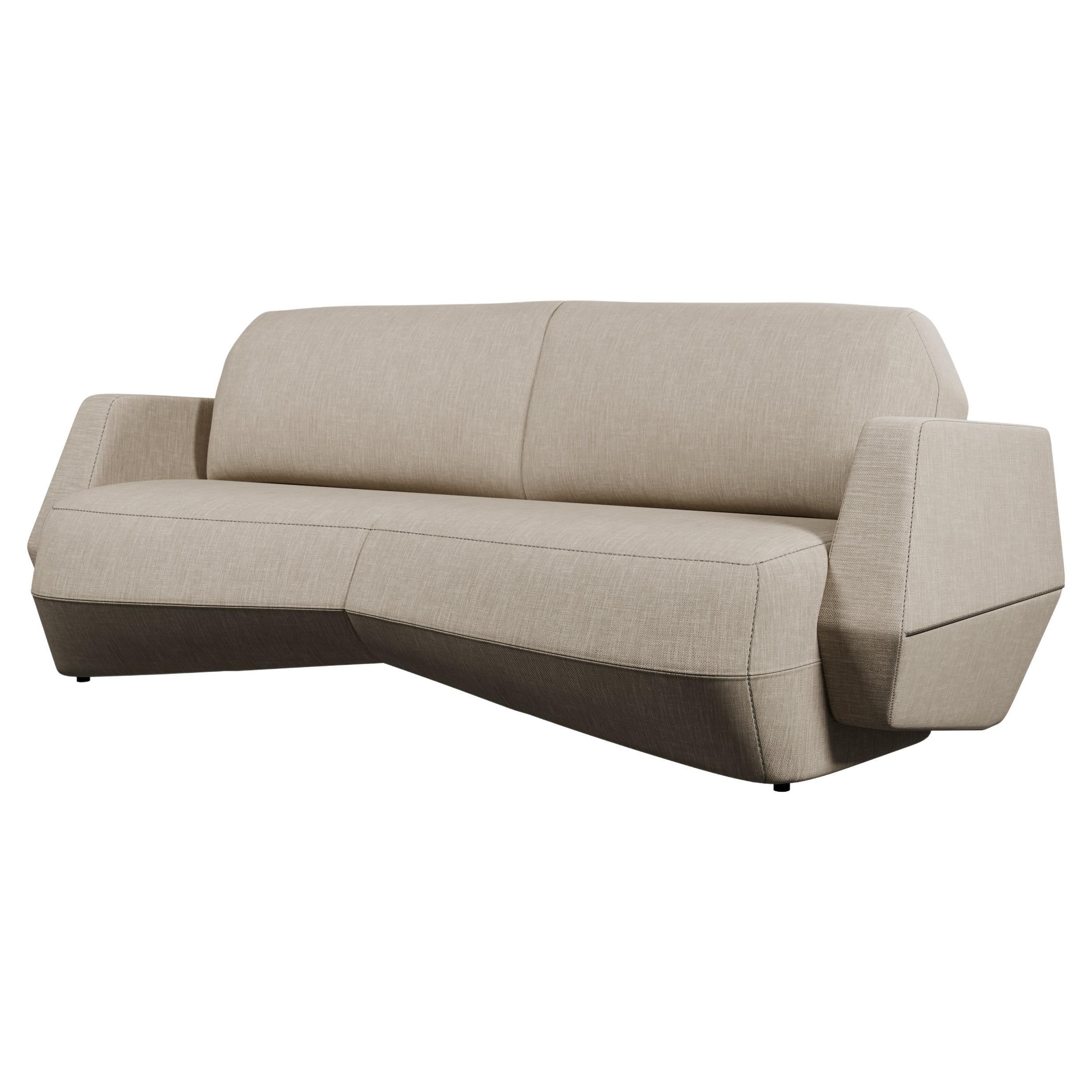 Modern Dune Two-seater sofa Beige plain weave handcrafted by Murmurio