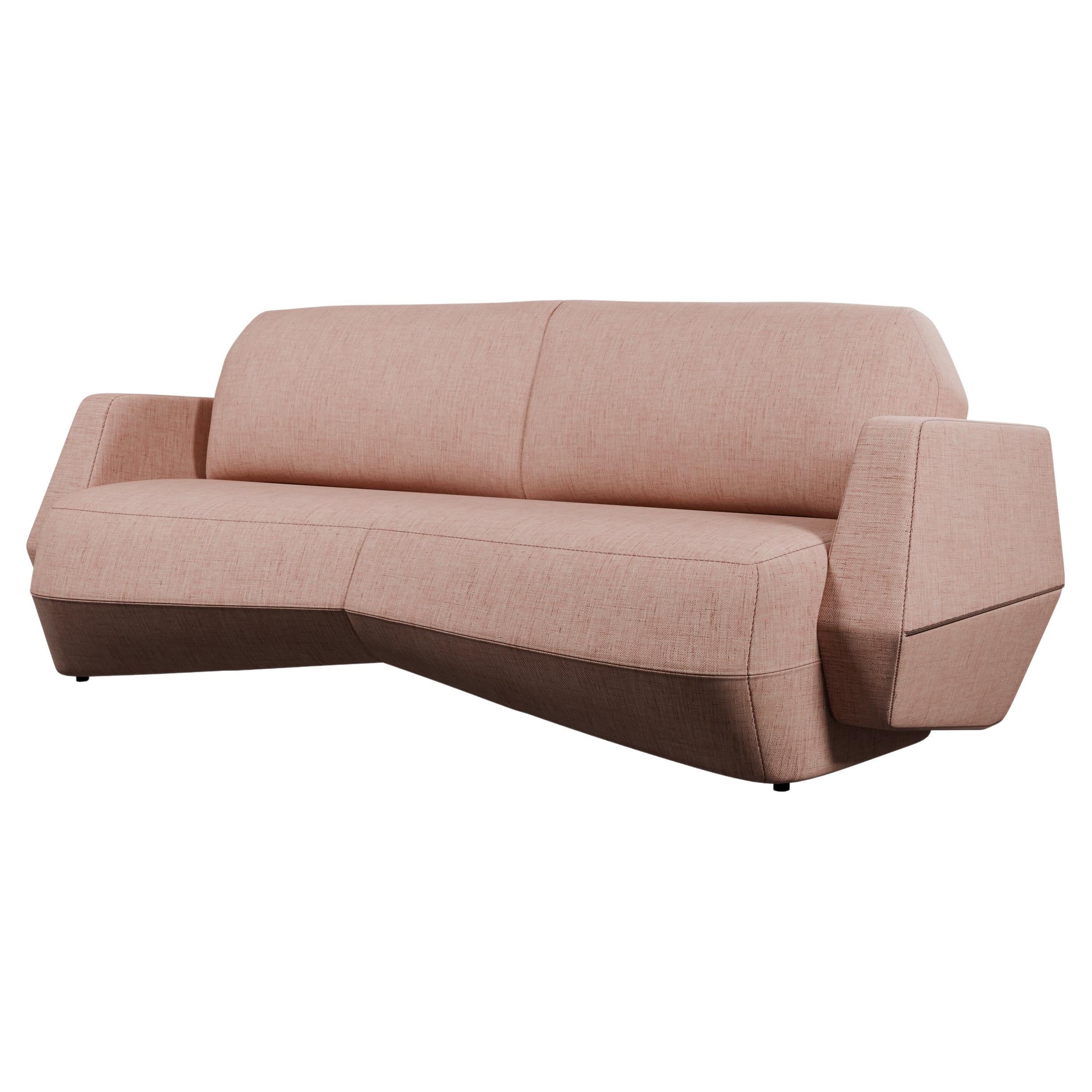 Modern Dune Two-seater sofa Nude plain weave handcrafted by Murmurio