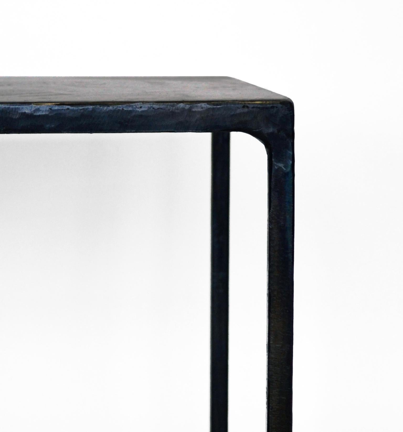 American Pedestal Table Modern Dynamic Geometric Handcrafted Blackened and Waxed Steel