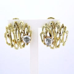 Modern Earrings with rose cut diamond up to 0.50ct 14k gold 5.2 grams