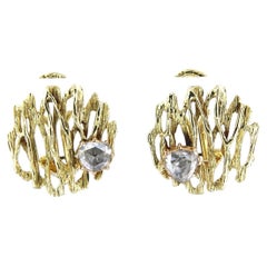 Modern Earrings with rose cut diamond up to 0.50ct 14k gold 5.2 grams