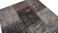 Modern Earth Brown Toned Vintage Wool Rug 4'1''x7'3''