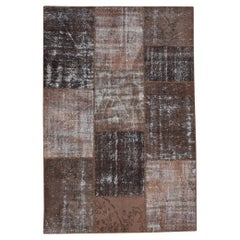 Tapis en laine vintage The Moderns Brown Toned 4'1''x7'3'' (en anglais)
