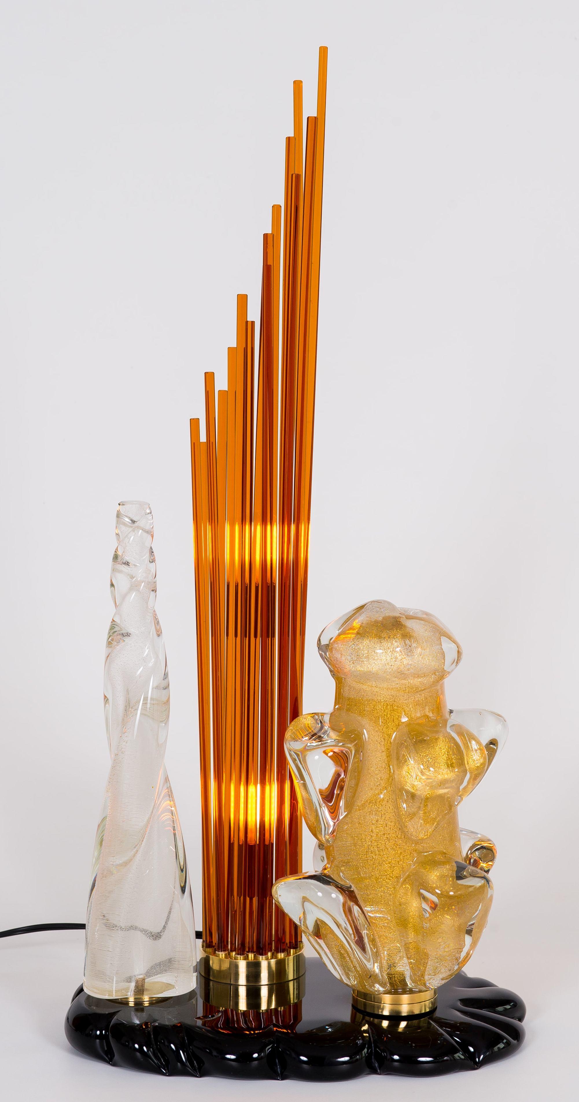 Lámpara de sobremesa escultura sótano negro en vidrio soplado de Murano Italia Contemporánea en venta 7