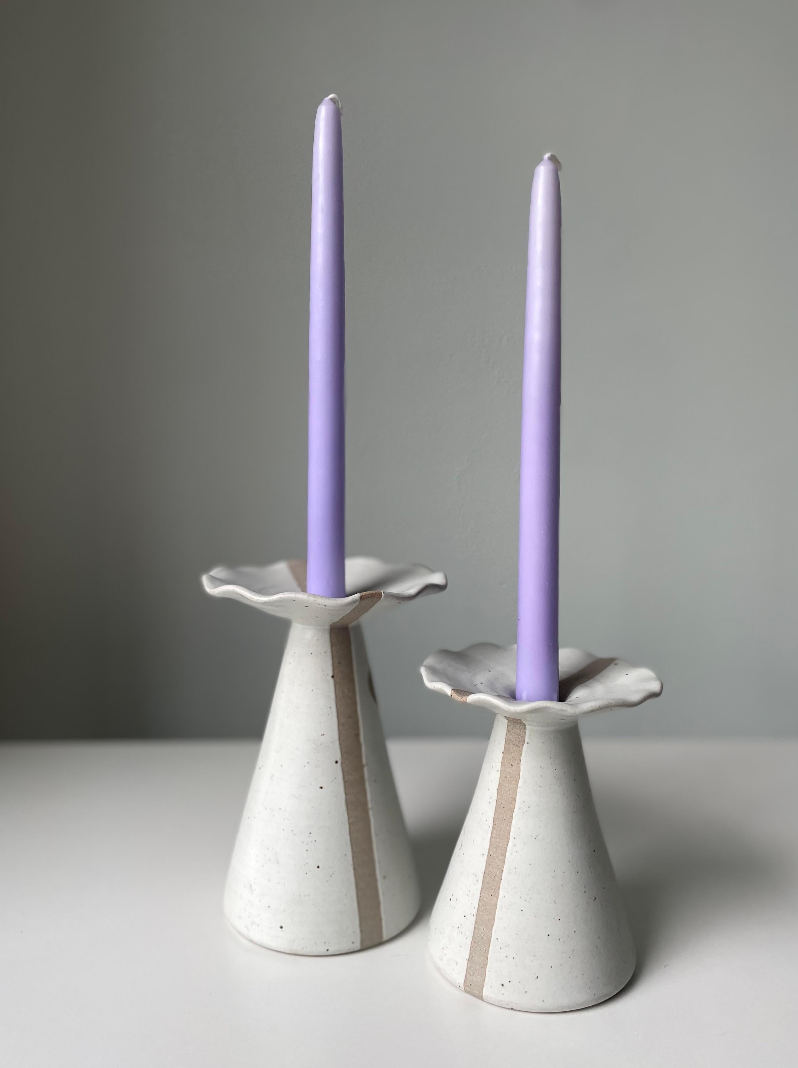 Danish Modern Earth-Toned Vases, Candle Holders with Graphic Line, Denmark, 1980s For Sale