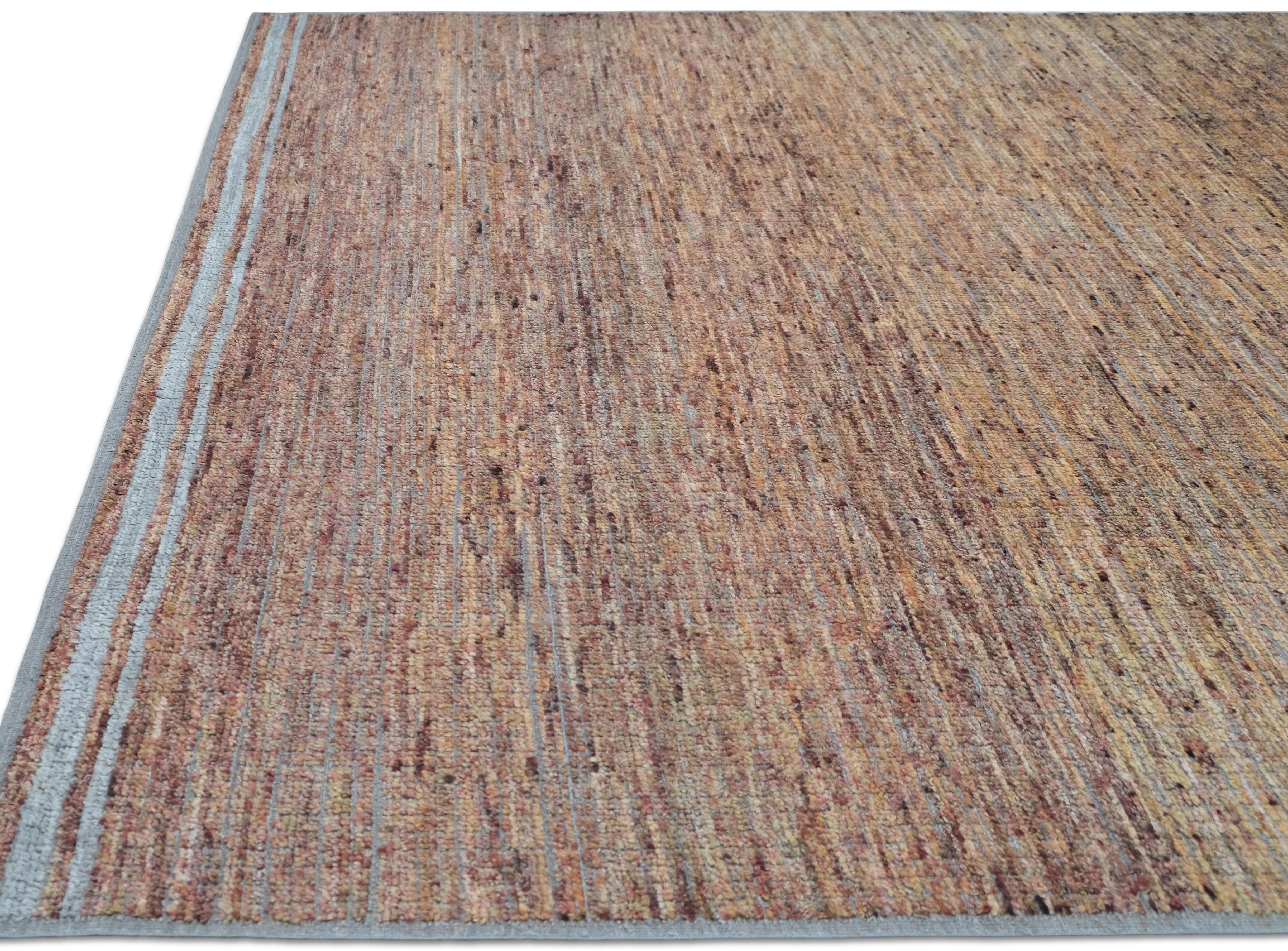 Pakistanais Tapis moderne en laine dans les tons de terre 9'2''x11'9'' en vente