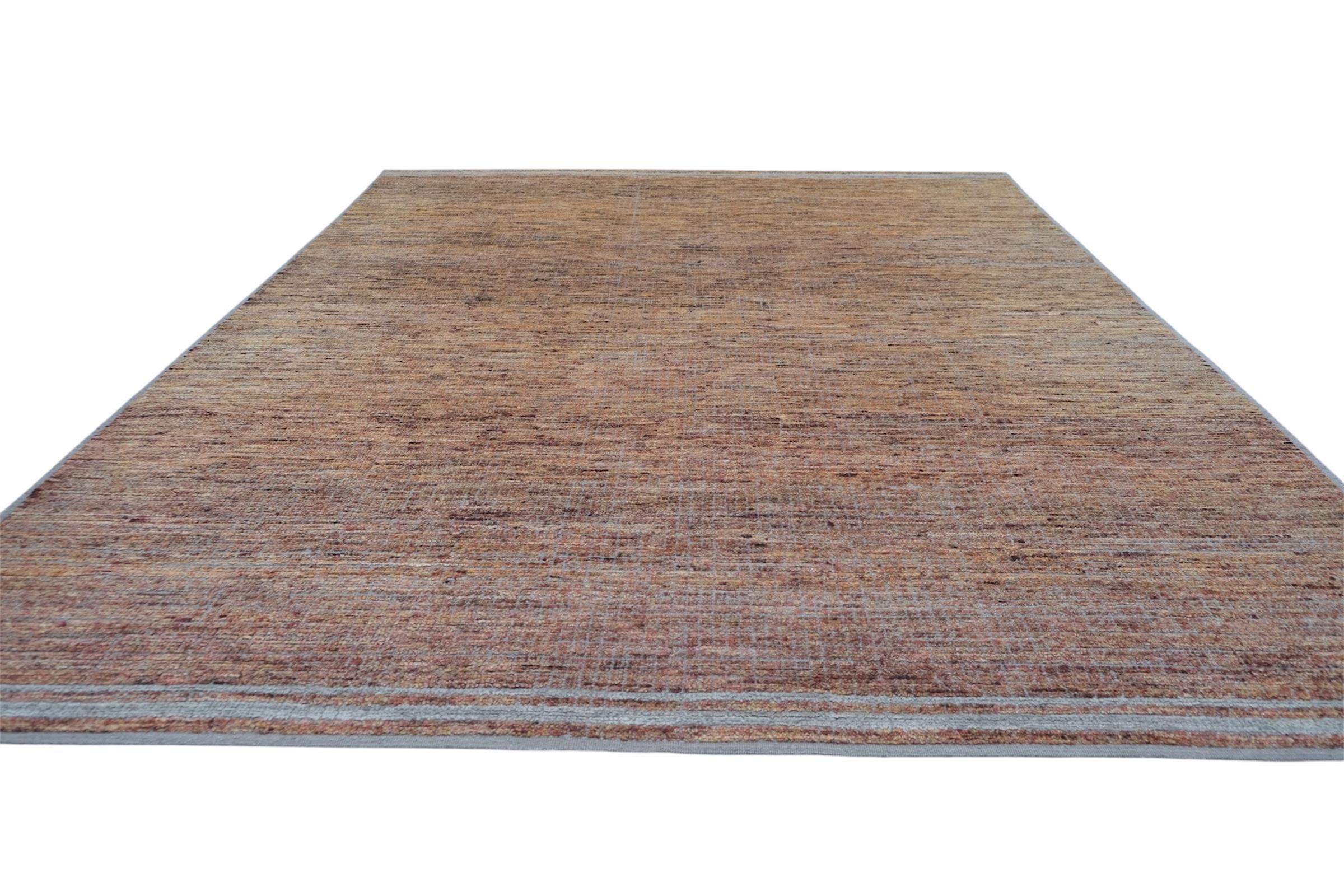 XXIe siècle et contemporain Tapis moderne en laine dans les tons de terre 9'2''x11'9'' en vente