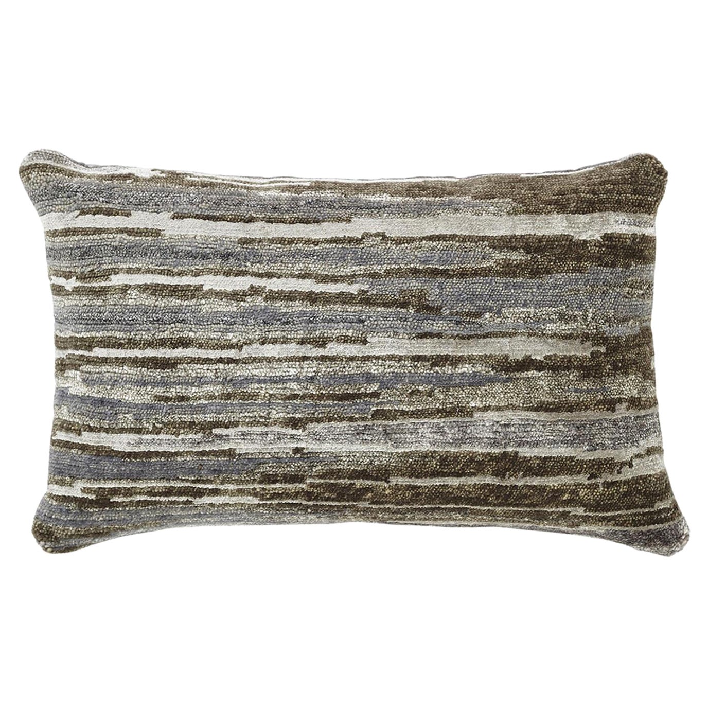 Coussin d'oreiller moderne à rayures terreuses en vente