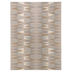 Modern Earthy Toned Geometric Ikat-Inspired Wool Rug 8'11''x12'