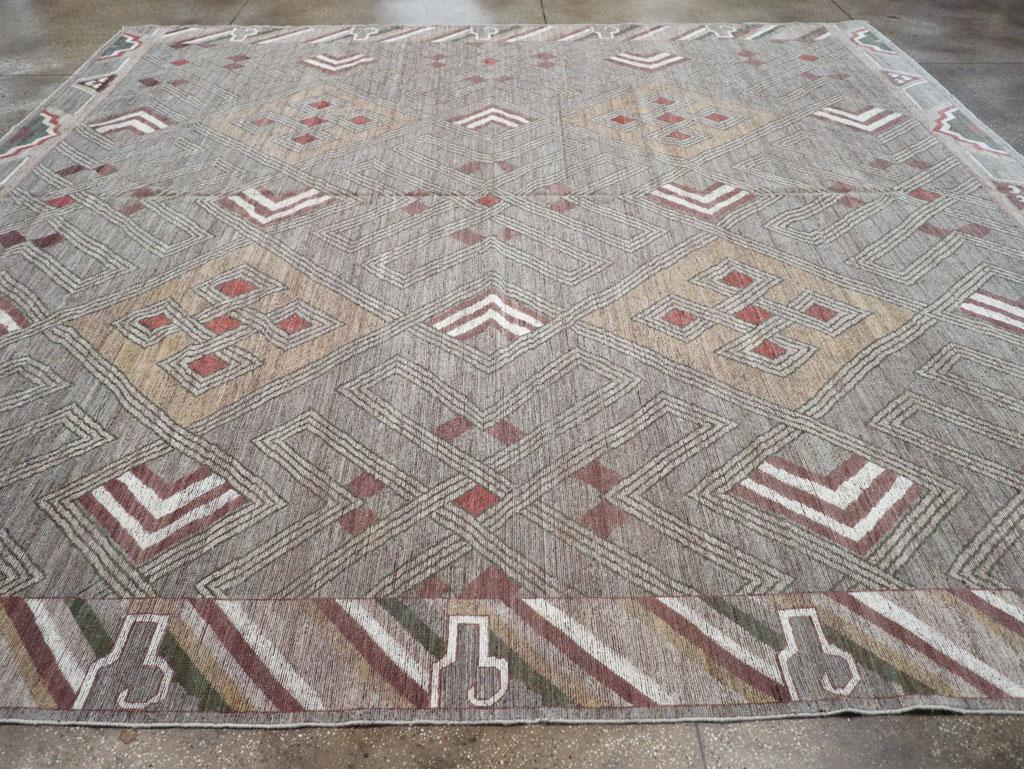 Hand-Knotted Modern East Turkestan Khotan Large Square Room Size Carpet For Sale