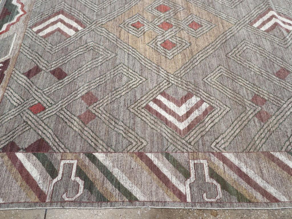 Modern East Turkestan Khotan Large Square Room Size Carpet In New Condition For Sale In New York, NY