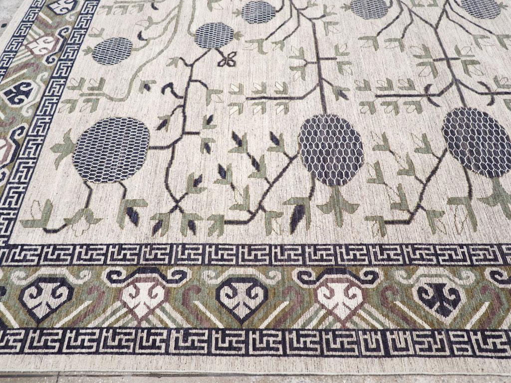 Modern East Turkestan Khotan Large Square Room Size Carpet In New Condition For Sale In New York, NY