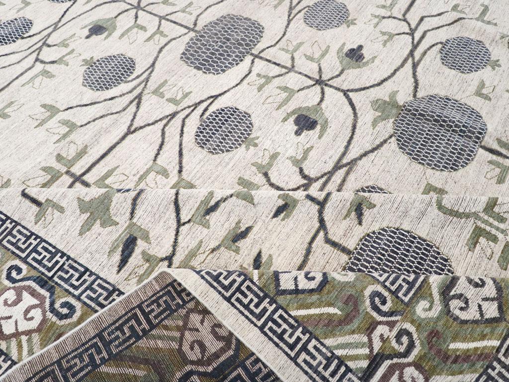Wool Modern East Turkestan Khotan Large Square Room Size Carpet For Sale