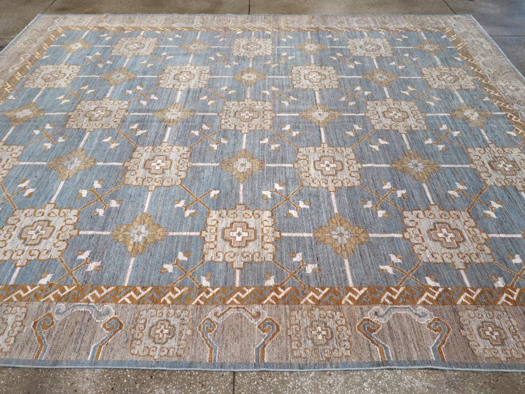 Hand-Knotted Modern East Turkestan Khotan Room Size Carpet For Sale
