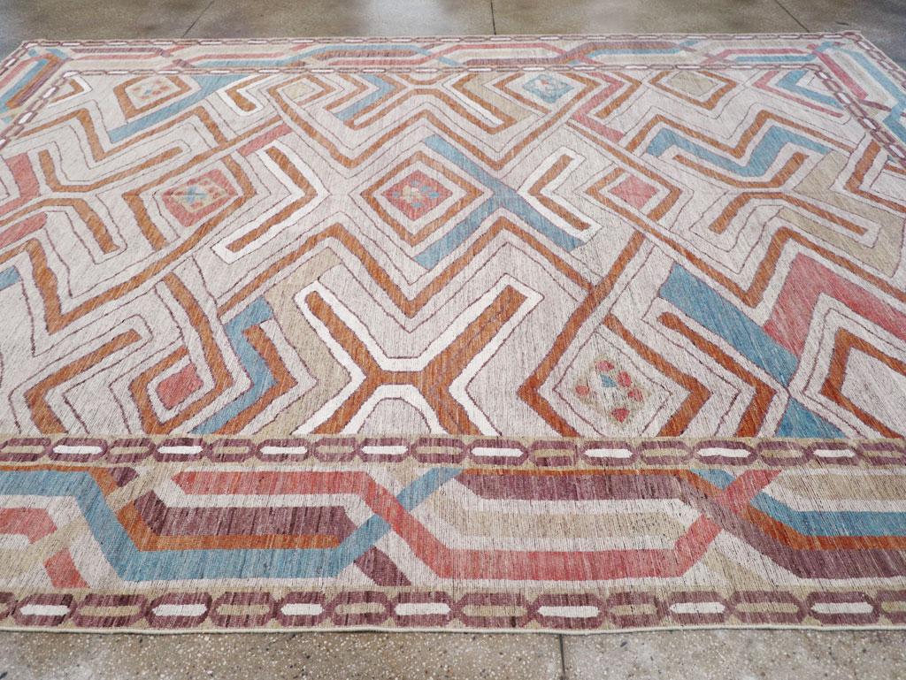 Hand-Knotted Modern East Turkestan Khotan Room Size Carpet For Sale