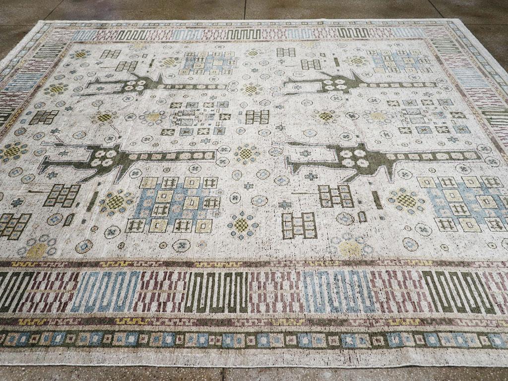 Hand-Knotted Modern East Turkestan Khotan Room Size Carpet For Sale