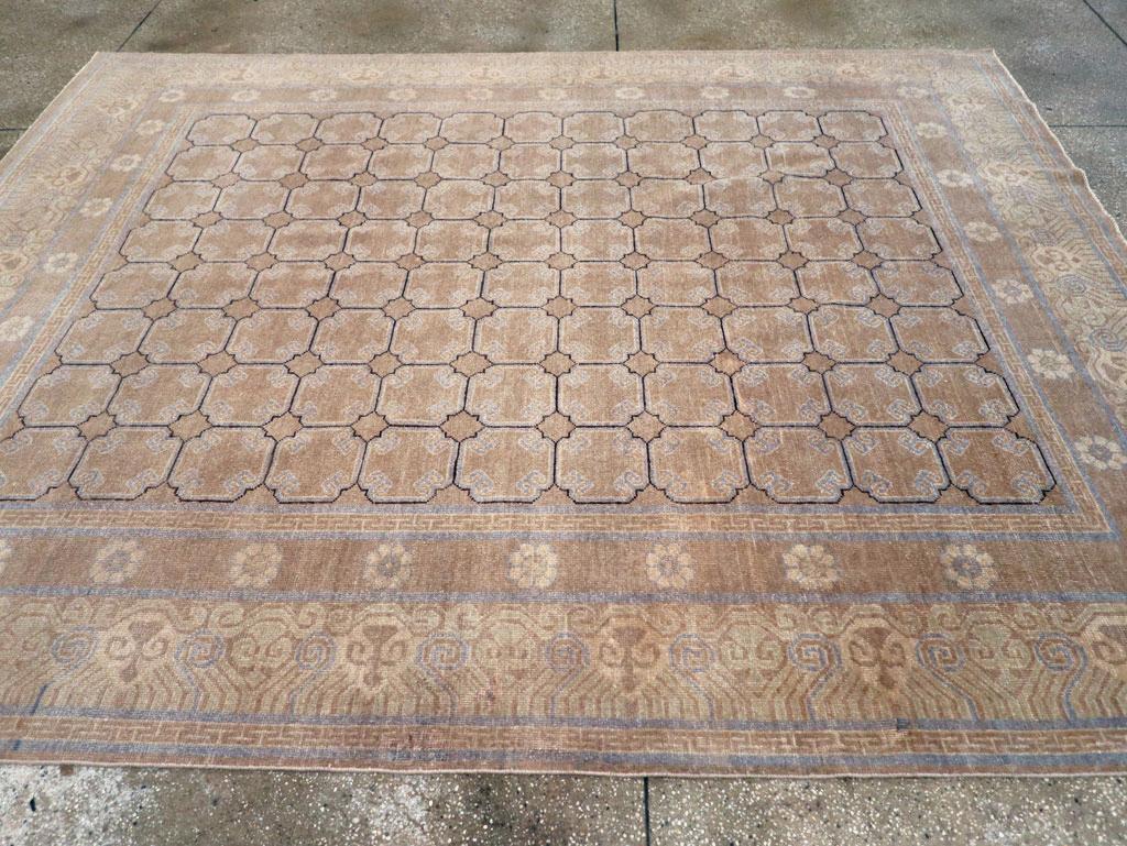 Hand-Knotted Modern East Turkestan Khotan Room Size Carpet For Sale